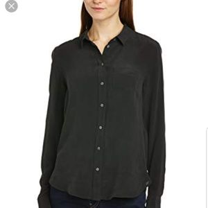 Silk button up shirt.